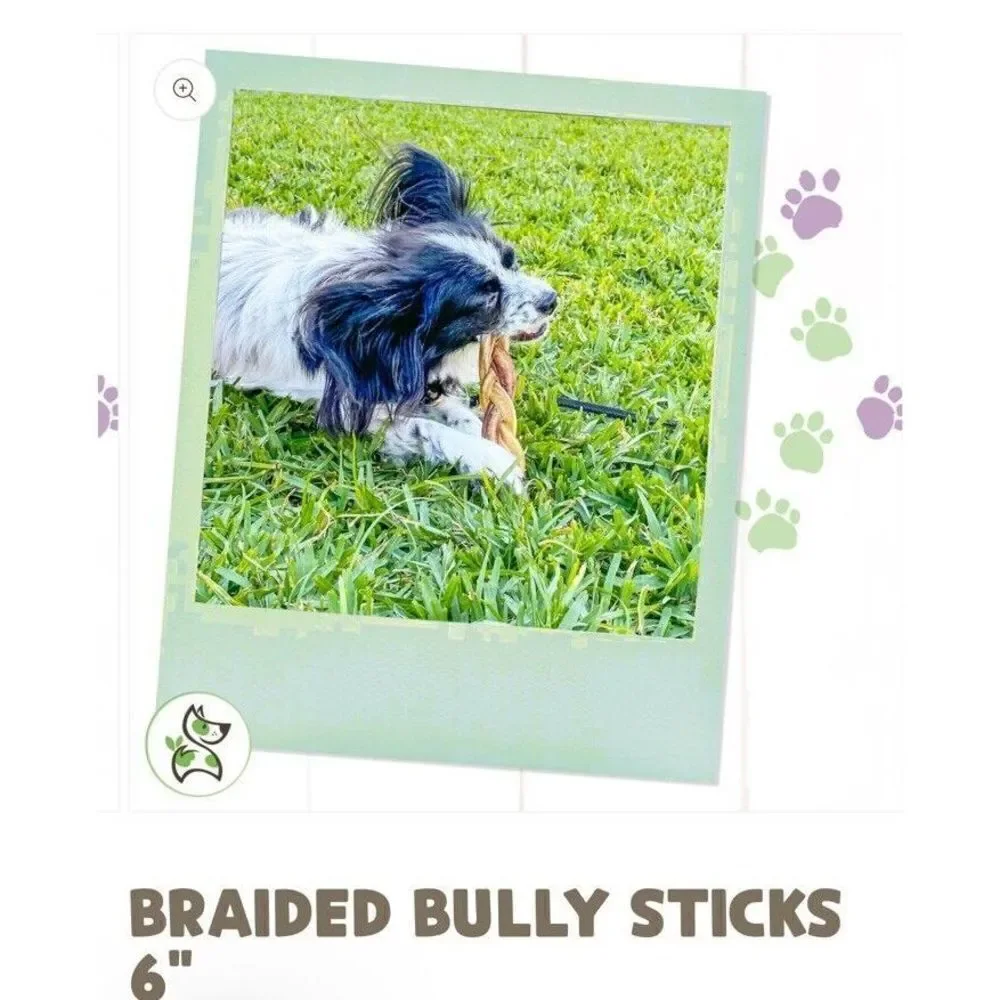 (2) Nature Gnaws Beef Bully Sticks 6” Beef Dog Treats- 3 Count Each Bag 11/2025.